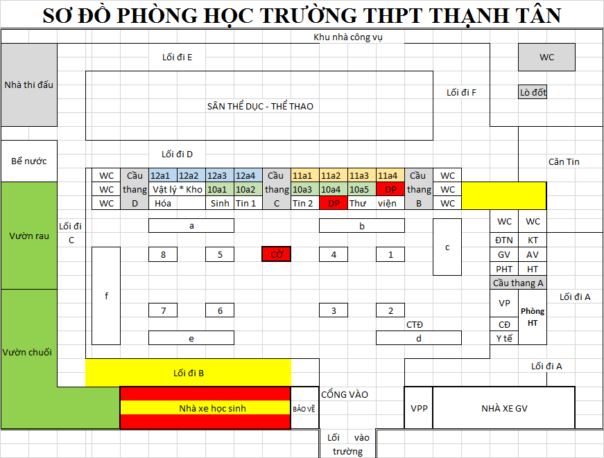 Sơ đồ phòng học trường THPT Thạnh Tân năm học 2020-2021